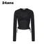 24ans_Poly_Cotton_Blend_Slim_Cropped_Tie_Cutout_Long_Sleeve_Letter_Round_Neck_T-Shirt_MISSTT