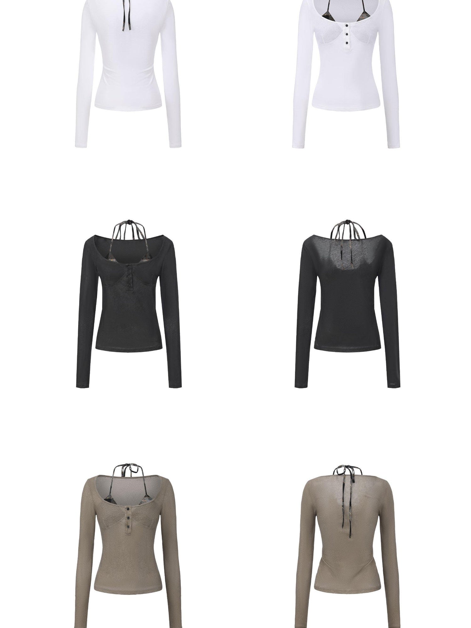 24ans Premium Cotton Punk Mock Layered Oversized Women Patchwork Long Sleeve T-Shirts