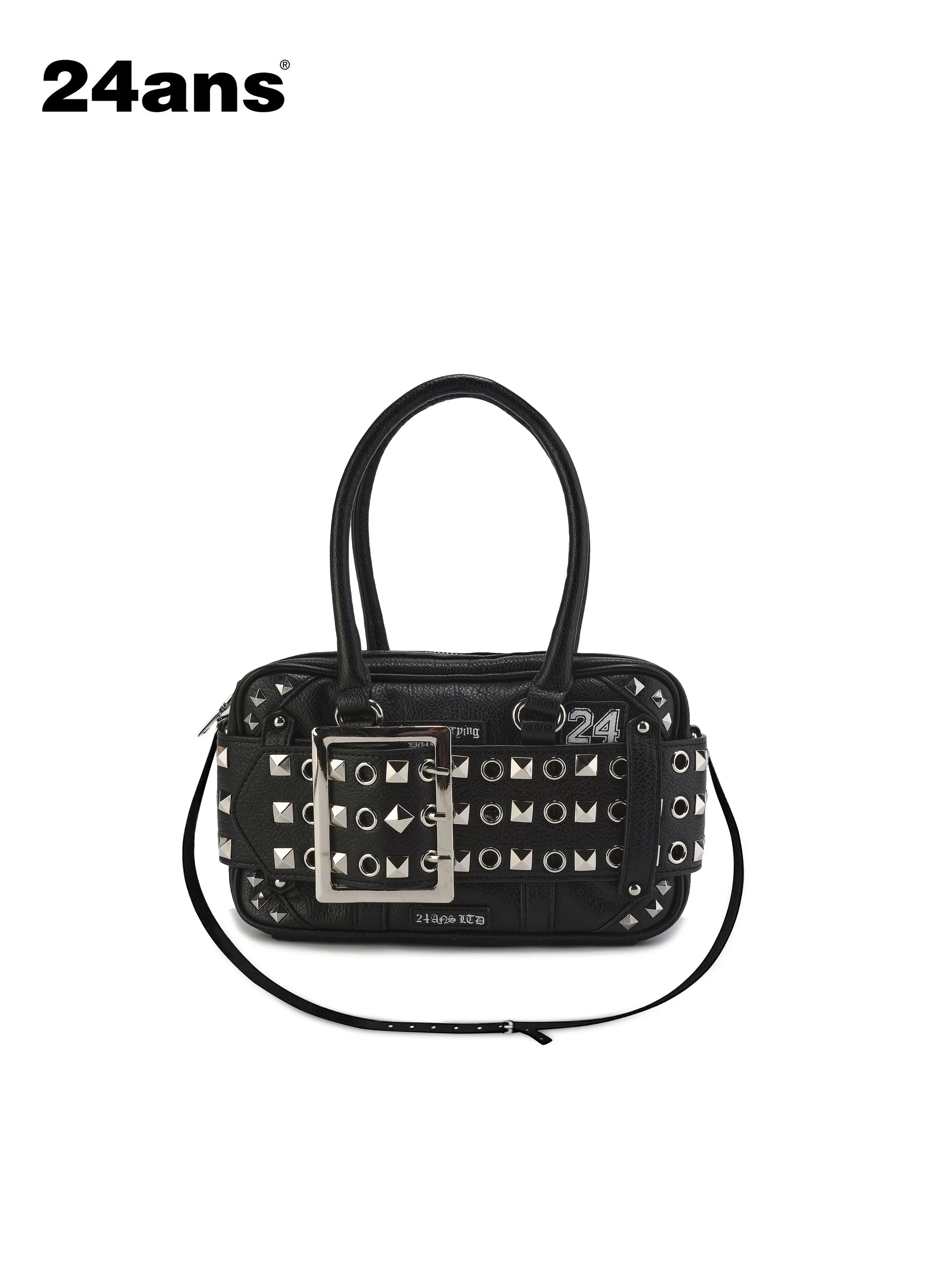 24ans Premium Woven Leather Square Top Handle Unisex Everyday Snap Closure Handbags-1