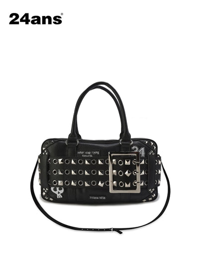 24ans Premium Woven Leather Square Top Handle Unisex Everyday Snap Closure Handbags-2