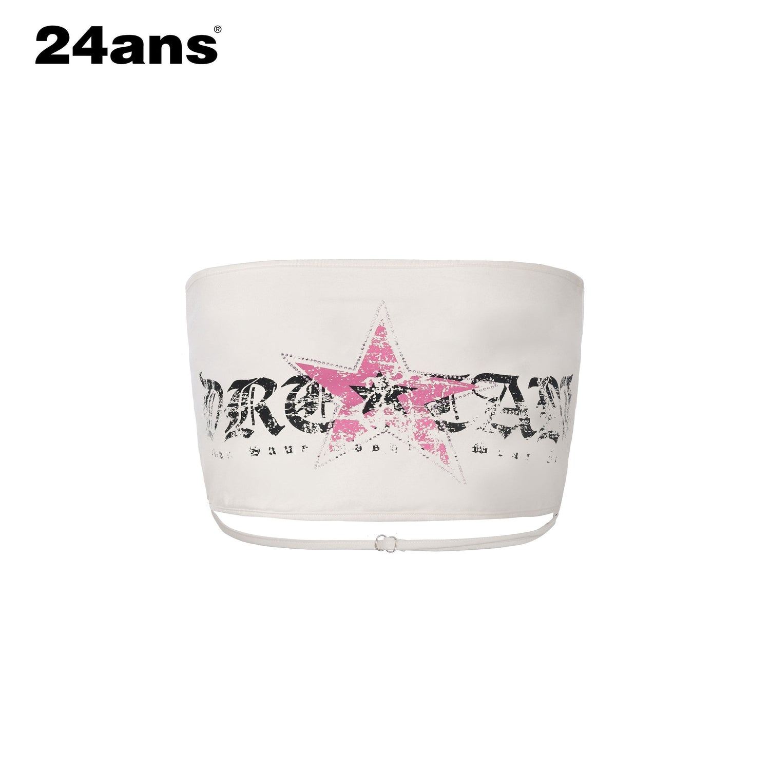 24ans Printed Lettering Cropped Slim Fit Original Design Women Tube Top Bandeau Tops
