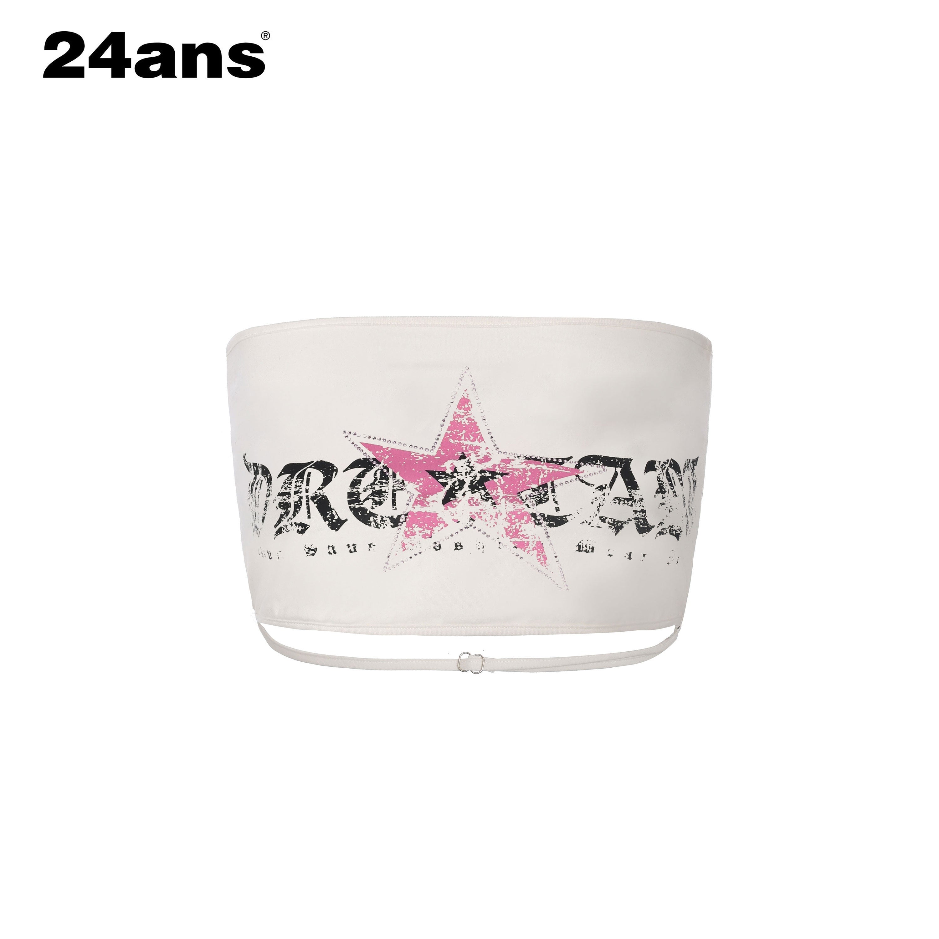 24ans Printed Lettering Cropped Slim Fit Original Design Women Tube Top Bandeau Tops