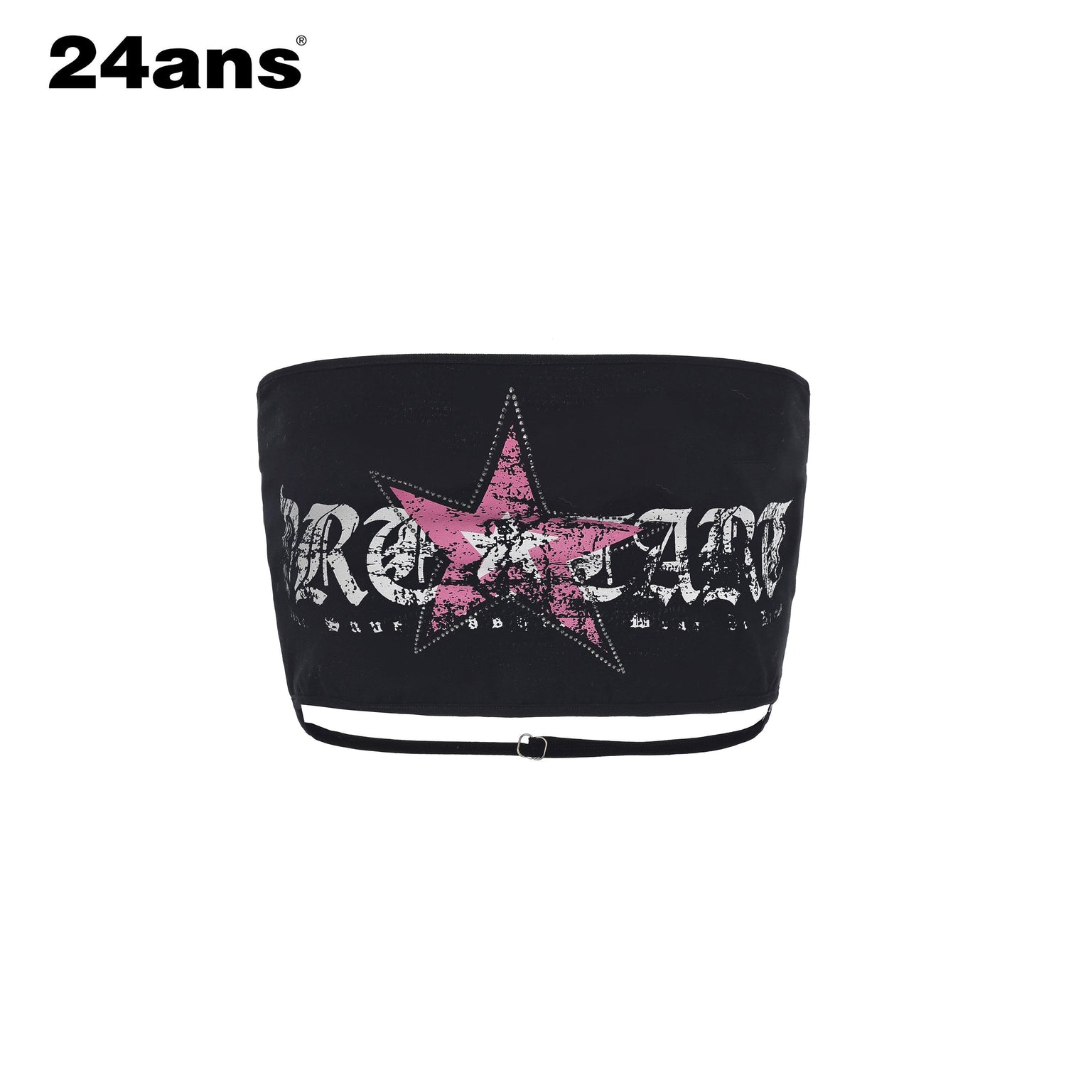 24ans Printed Lettering Cropped Slim Fit Original Design Women Tube Top Bandeau Tops