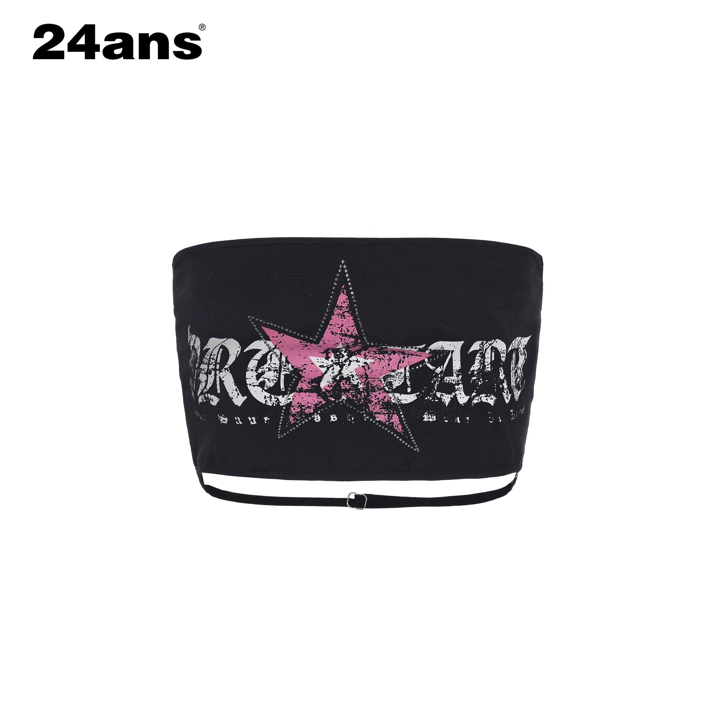 24ans Printed Lettering Cropped Slim Fit Original Design Women Tube Top Bandeau Tops