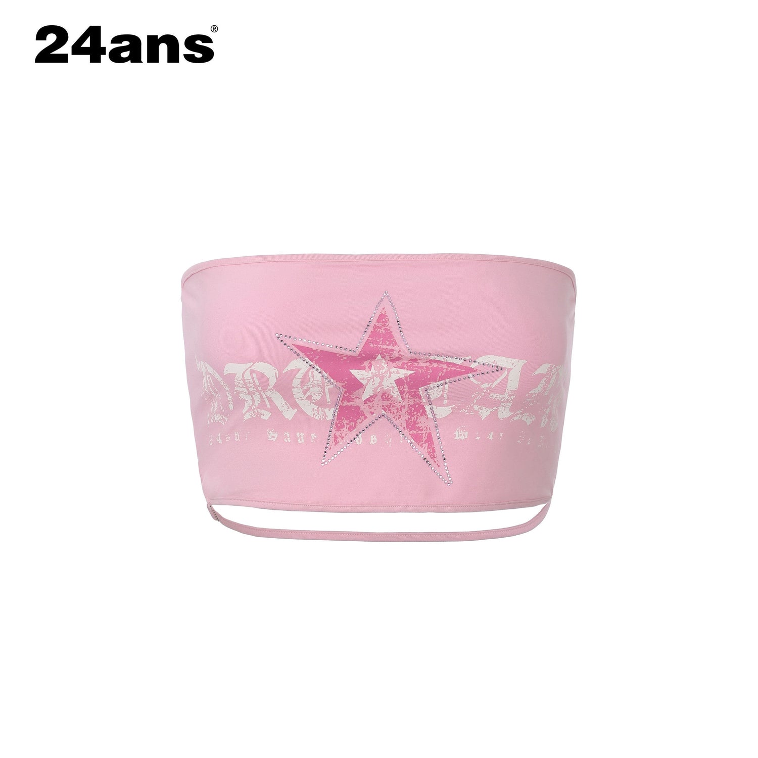 24ans Printed Lettering Cropped Slim Fit Original Design Women Tube Top Bandeau Tops