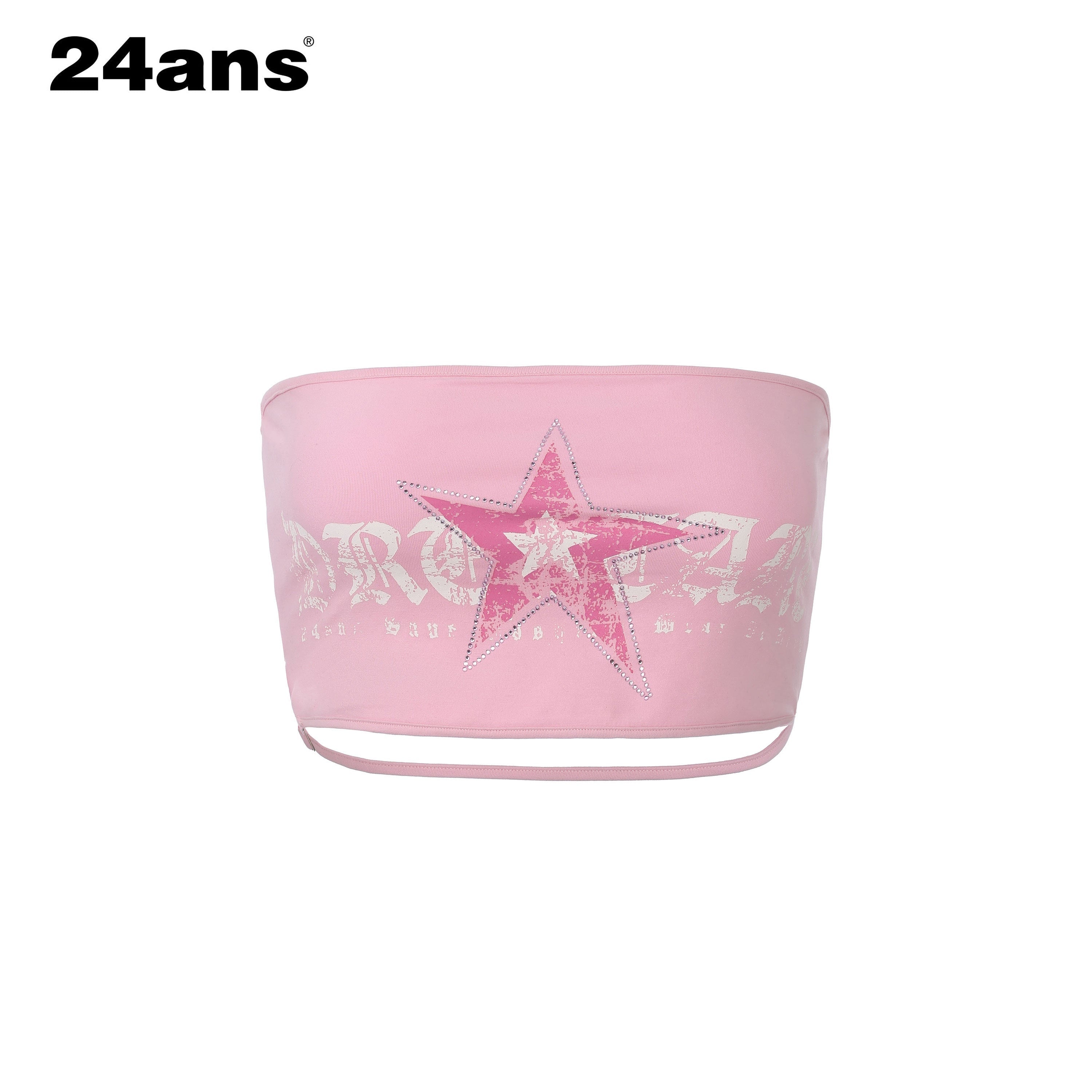 24ans Printed Lettering Cropped Slim Fit Original Design Women Tube Top Bandeau Tops