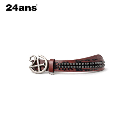 24ans Pu Leather Printed Pin Buckle Unisex Fashion Casual Burgundy Black Belts