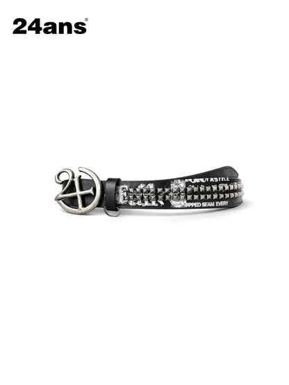24ans Pu Leather Printed Pin Buckle Unisex Fashion Casual Burgundy Black Belts-1