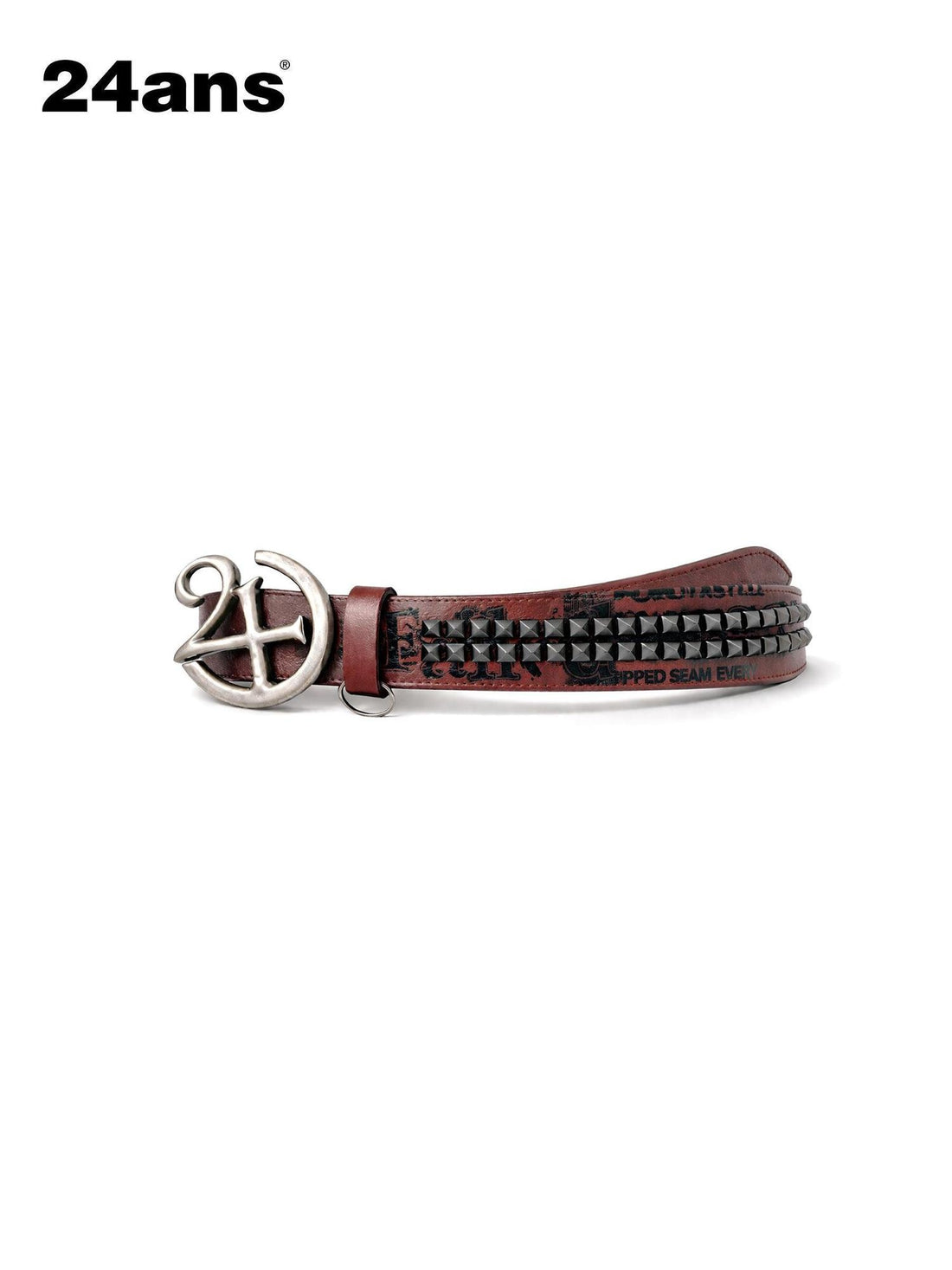 24ans Pu Leather Printed Pin Buckle Unisex Fashion Casual Burgundy Black Belts