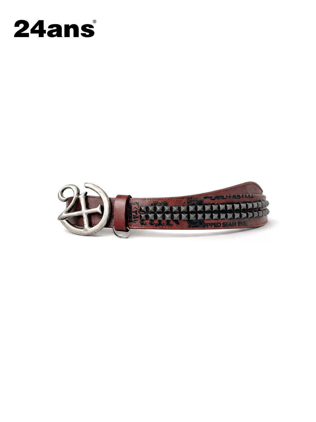 24ans Pu Leather Printed Pin Buckle Unisex Fashion Casual Burgundy Black Belts-2