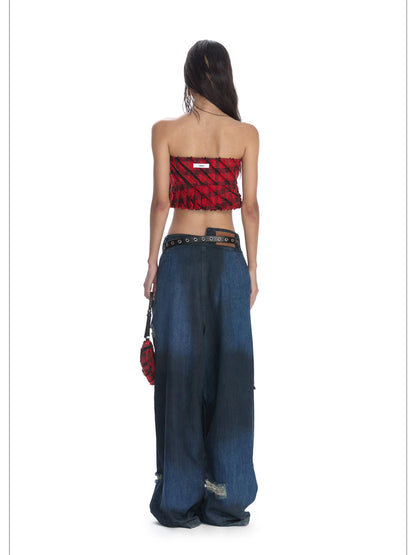 24ans Punk Corset Top In Checkered Cotton