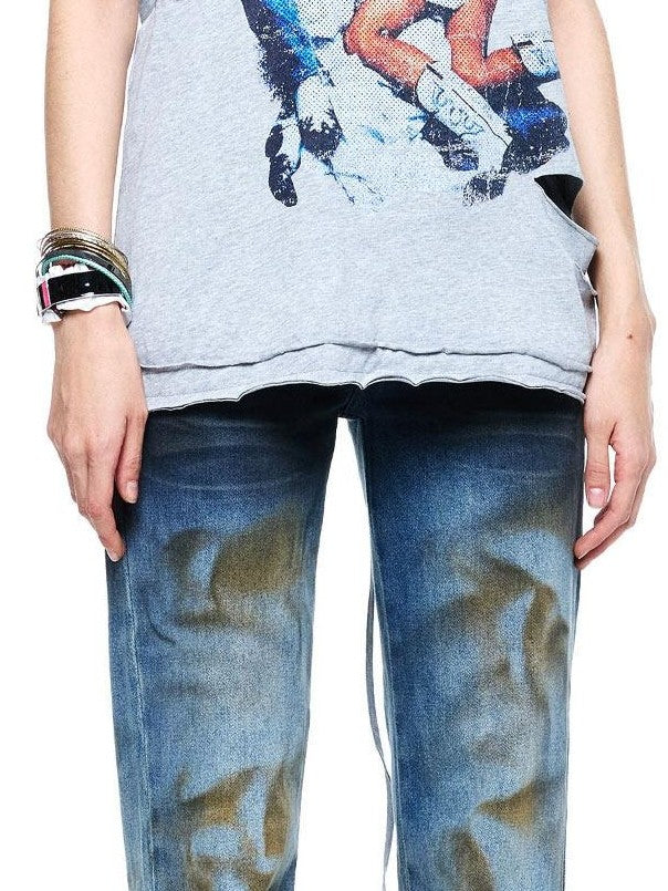 24ans Punk Distressed Back Cutout Tie Dye Women&