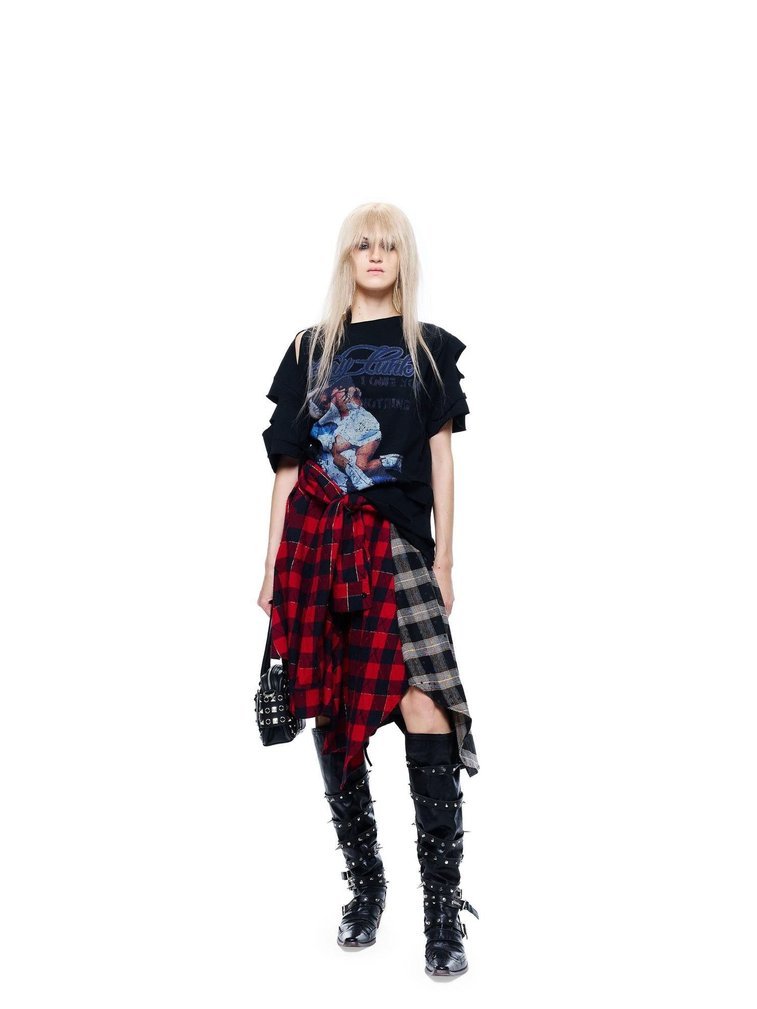 24ans Punk Distressed Back Cutout Tie Dye Women&