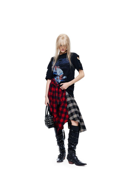 24ans Punk Distressed Back Cutout Tie Dye Women&