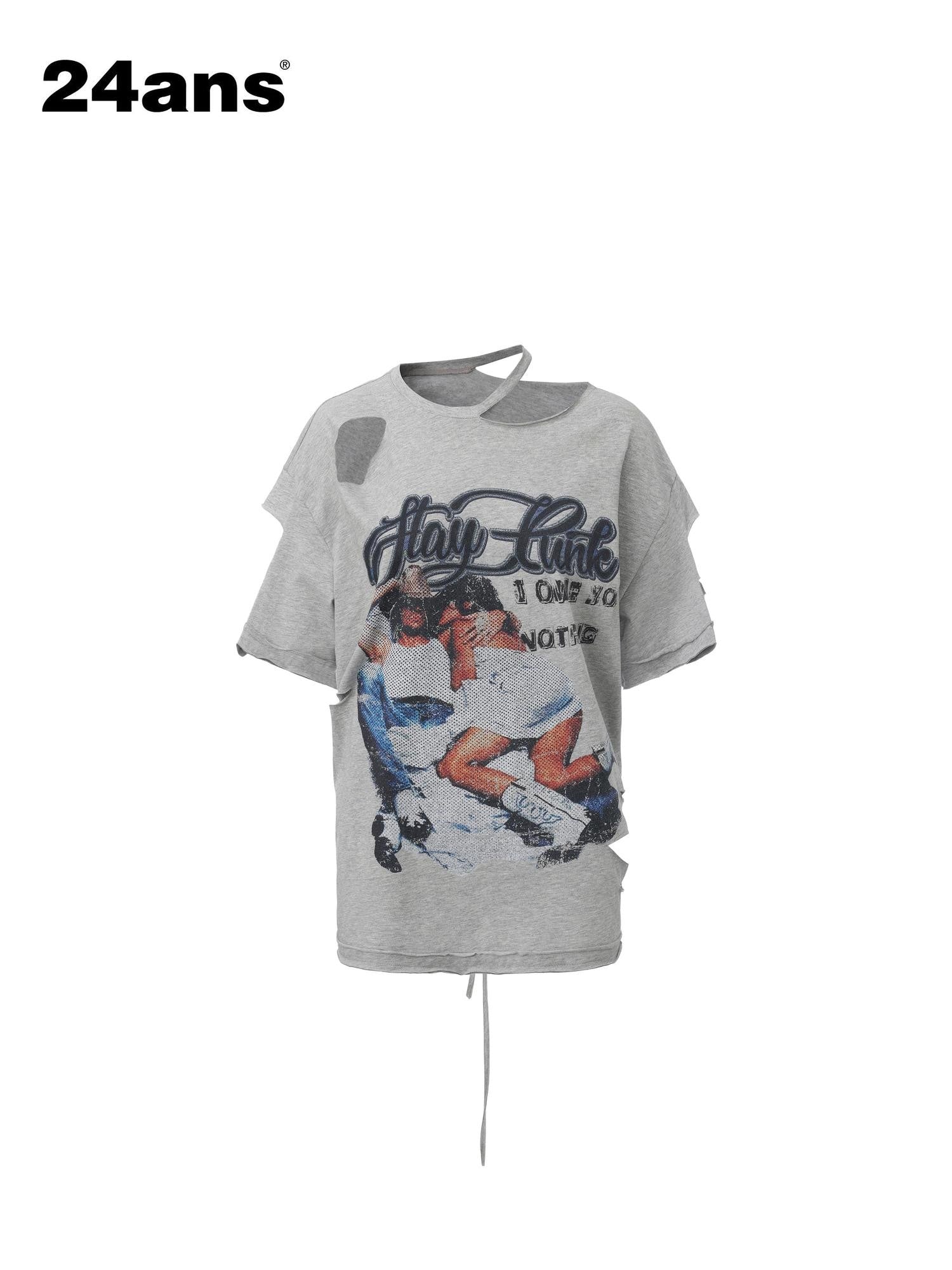 24ans Punk Distressed Back Cutout Tie Dye Women&