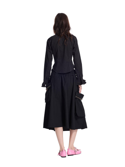 24ans Punk Double Layer Bubble Waist Cargo Pockets Metal Chain Women&