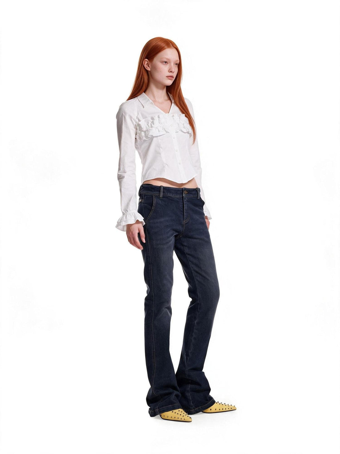 24ans Punk Double Ruffle Puff Sleeve Pure Cotton Women&