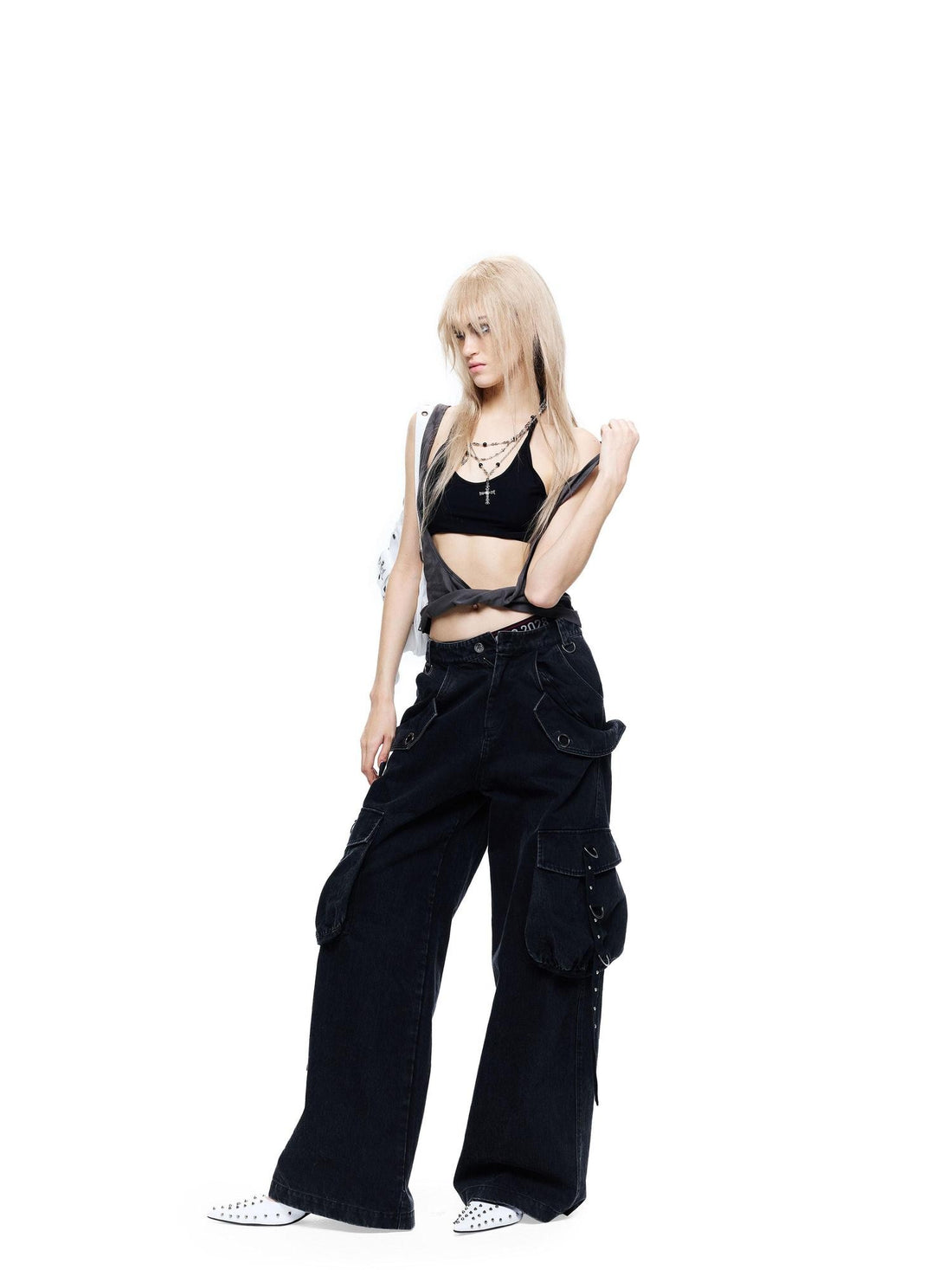24ans Punk Grunge Distressed 3D Cut Reversible Letter Print Women&