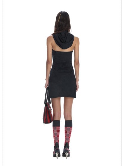 24ans Punk Healing Cotton Nylon Backless Mini Dress