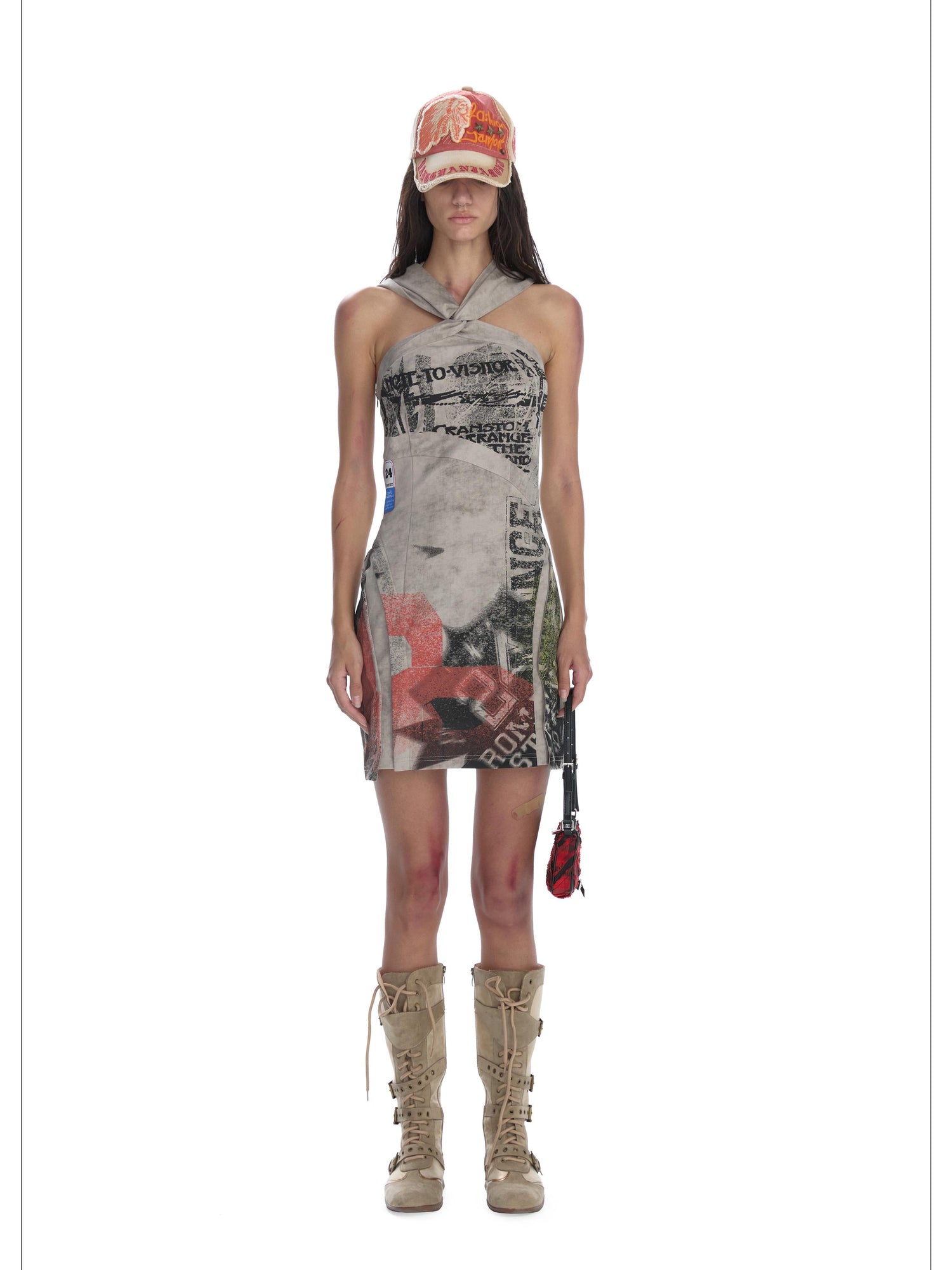 24ans Punk Healing Cotton Nylon Backless Mini Dress