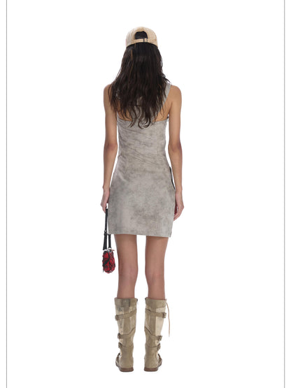 24ans Punk Healing Cotton Nylon Backless Mini Dress