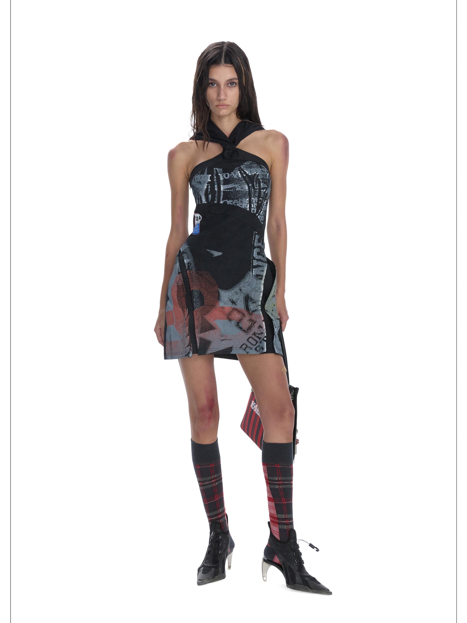 24ans Punk Healing Cotton Nylon Backless Mini Dress