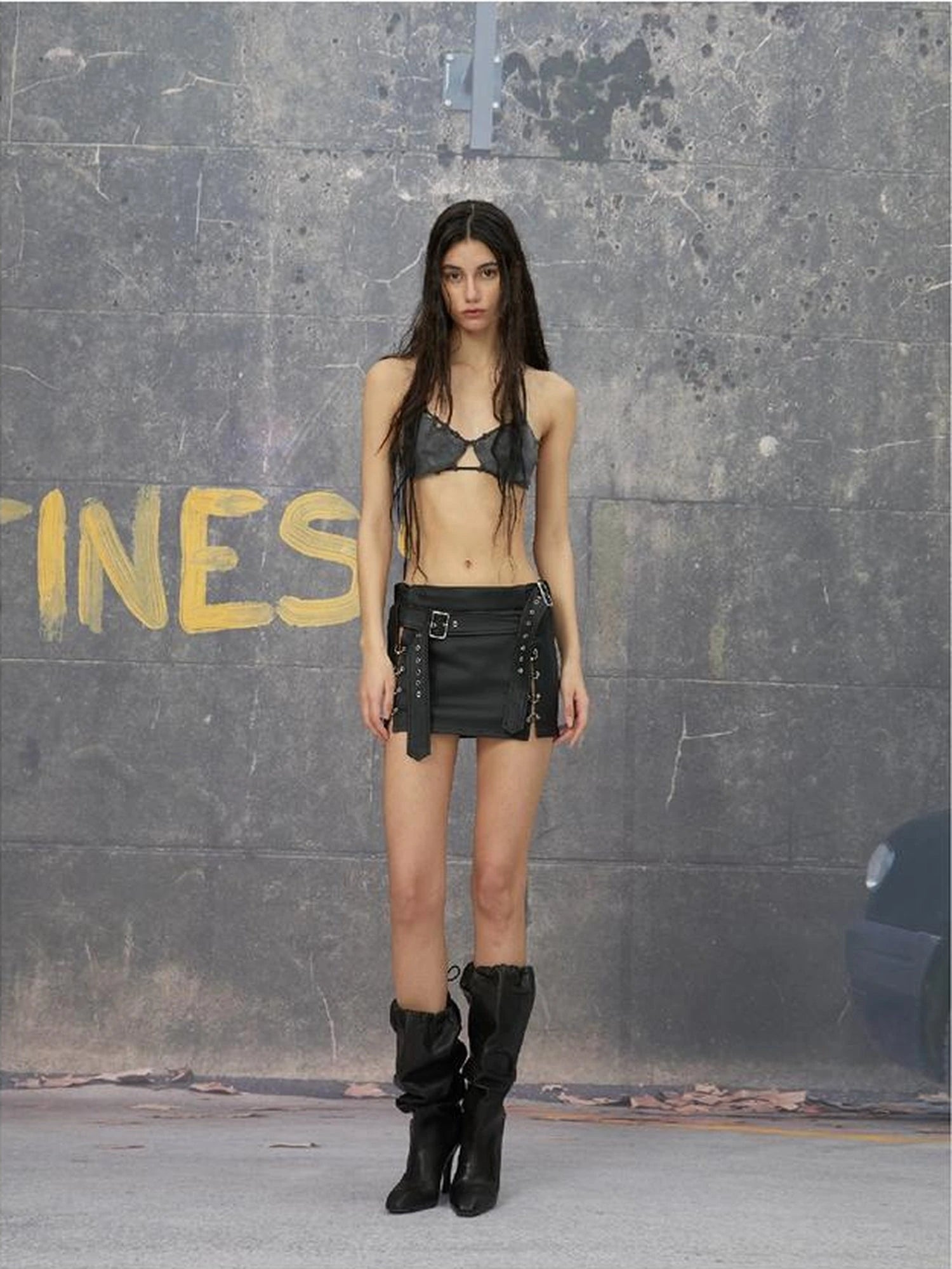 Punk Mini Skirt In Black And White
