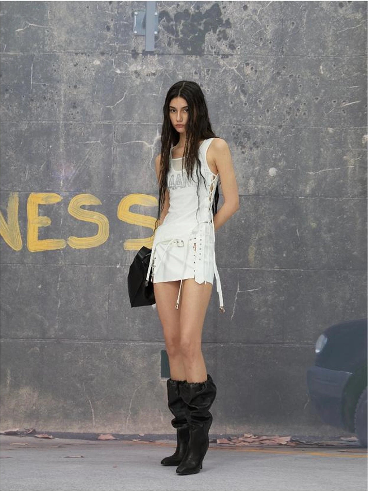 Punk Mini Skirt In Black And White