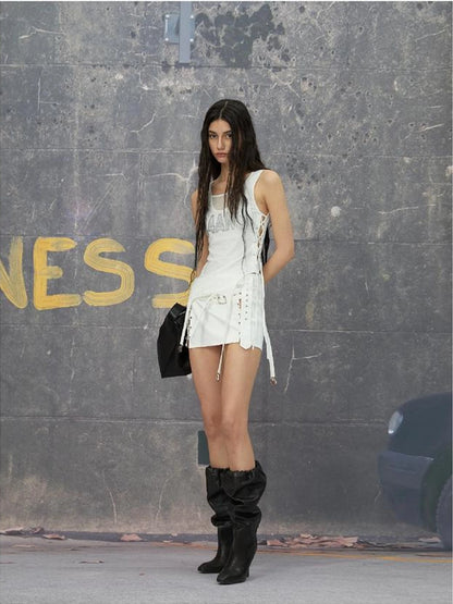 Punk Mini Skirt In Black And White
