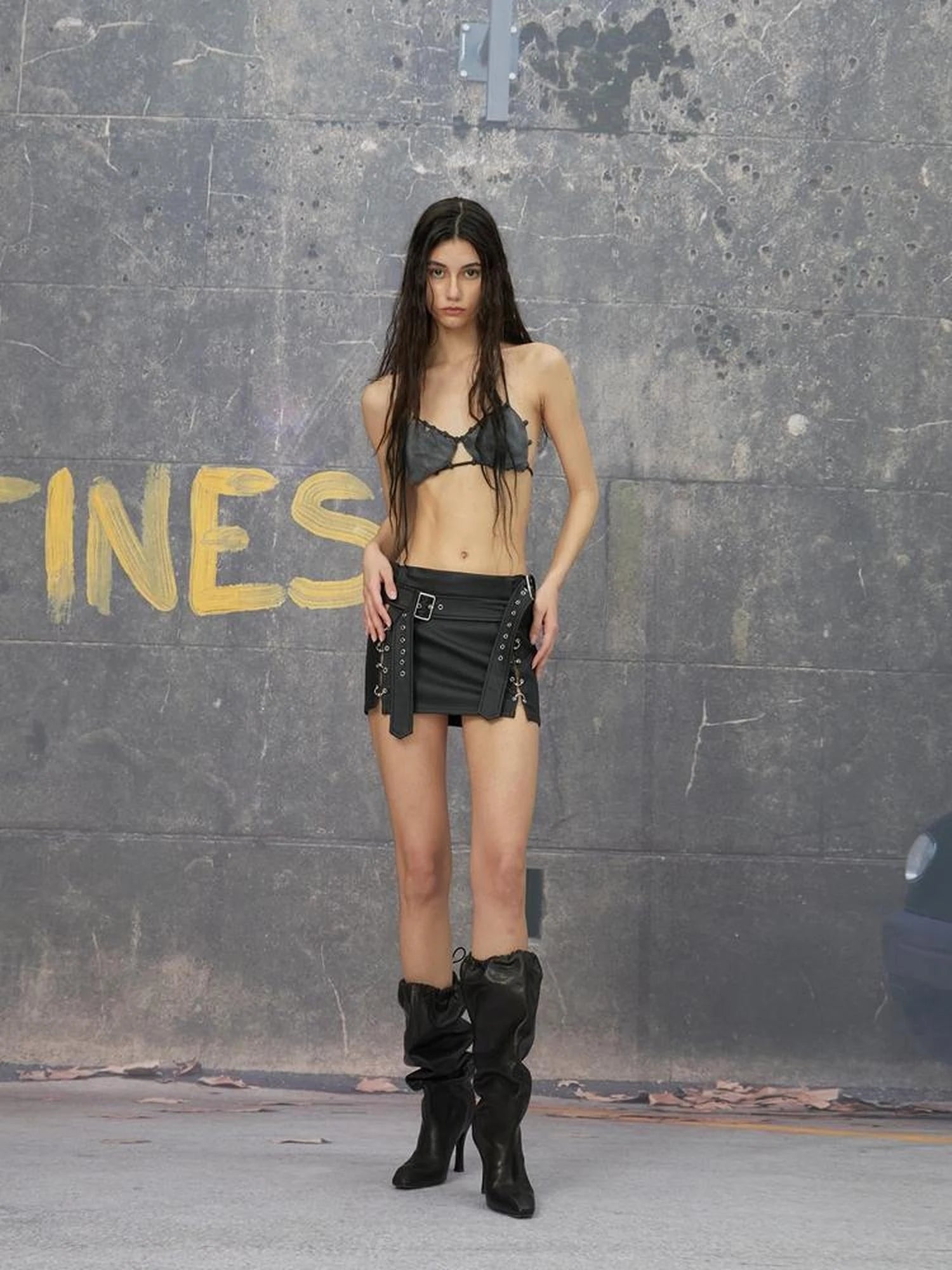 Punk Mini Skirt In Black And White