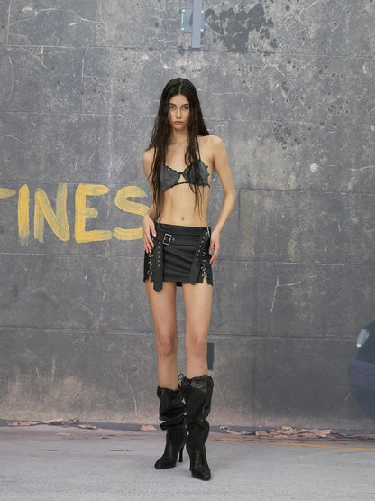 Punk Mini Skirt In Black And White