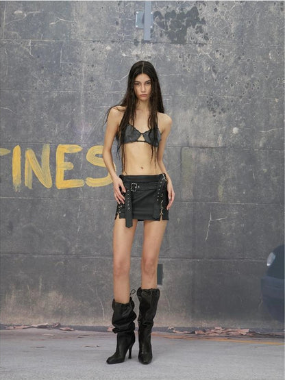 Punk Mini Skirt In Black And White