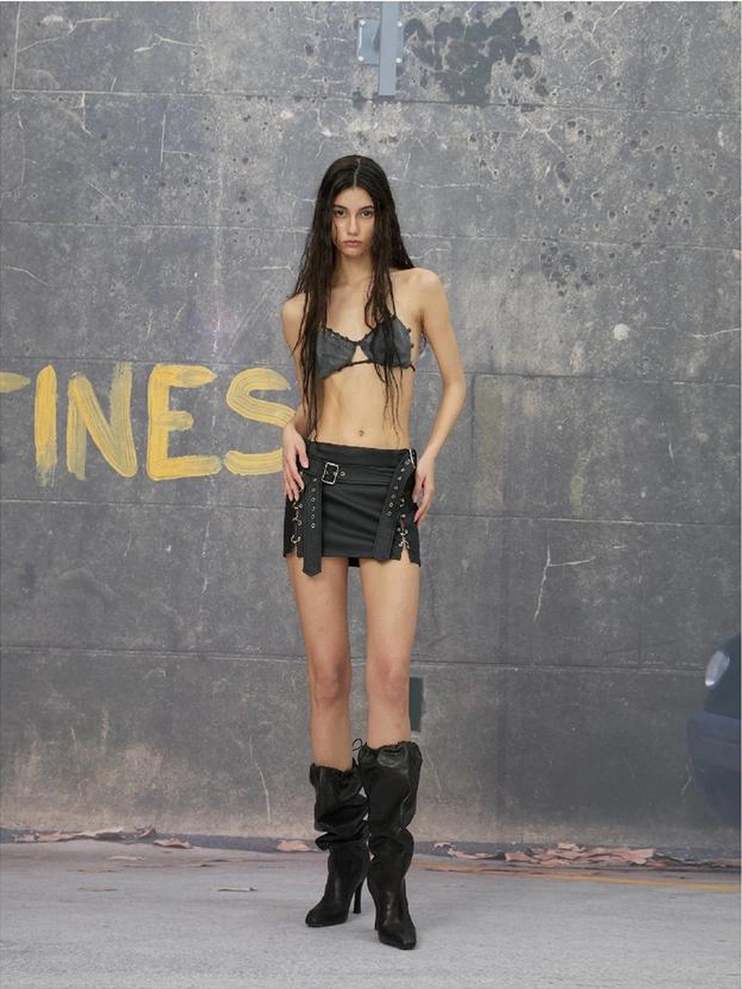 Punk Mini Skirt In Black And White