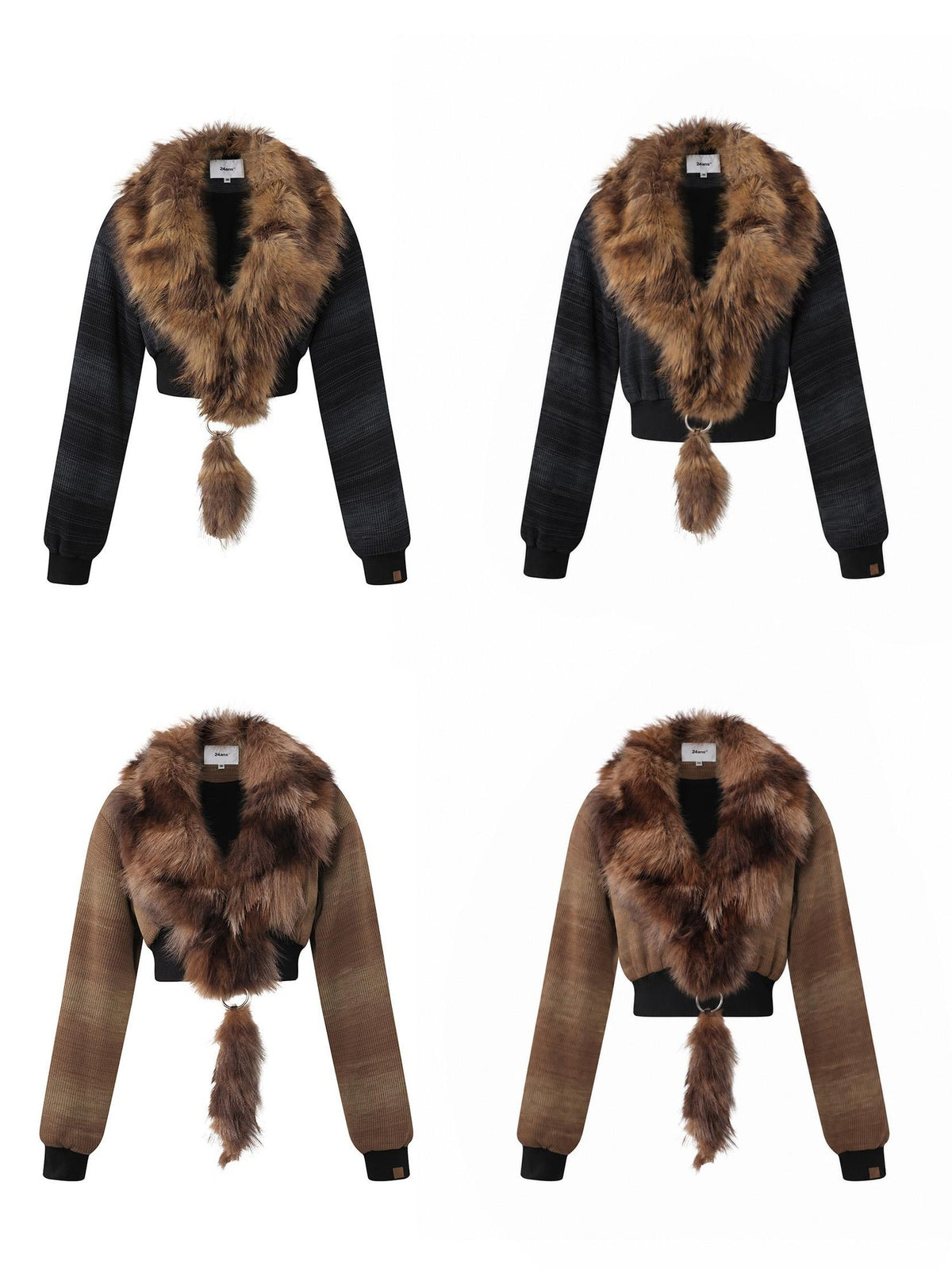 24ans Punk Spliced Detachable Ring Hardware Knit Women&