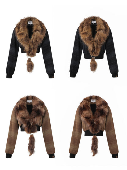 24ans Punk Spliced Detachable Ring Hardware Knit Women&