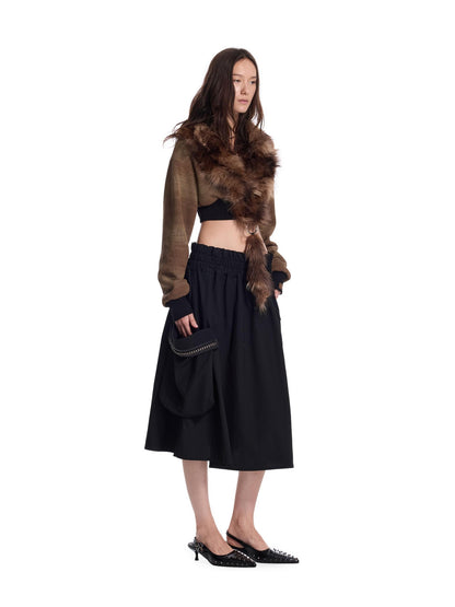 24ans Punk Spliced Detachable Ring Hardware Knit Women&