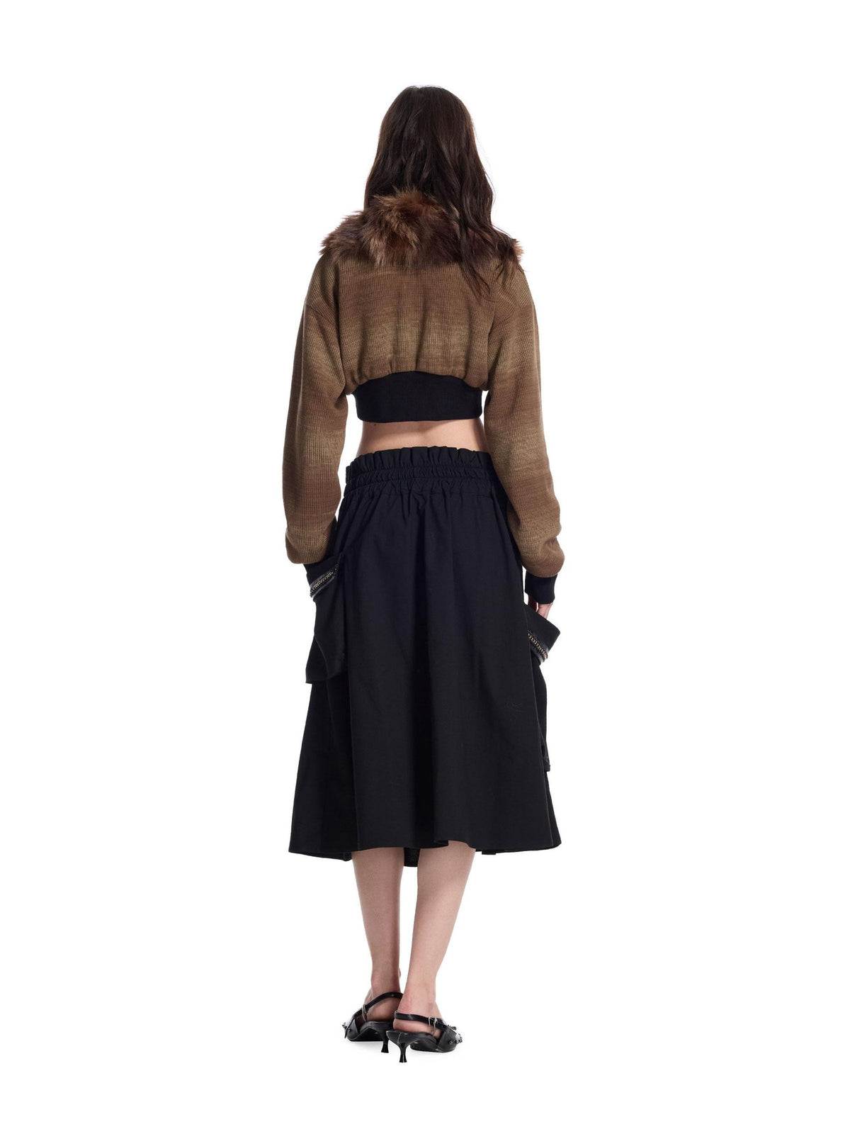24ans Punk Spliced Detachable Ring Hardware Knit Women&