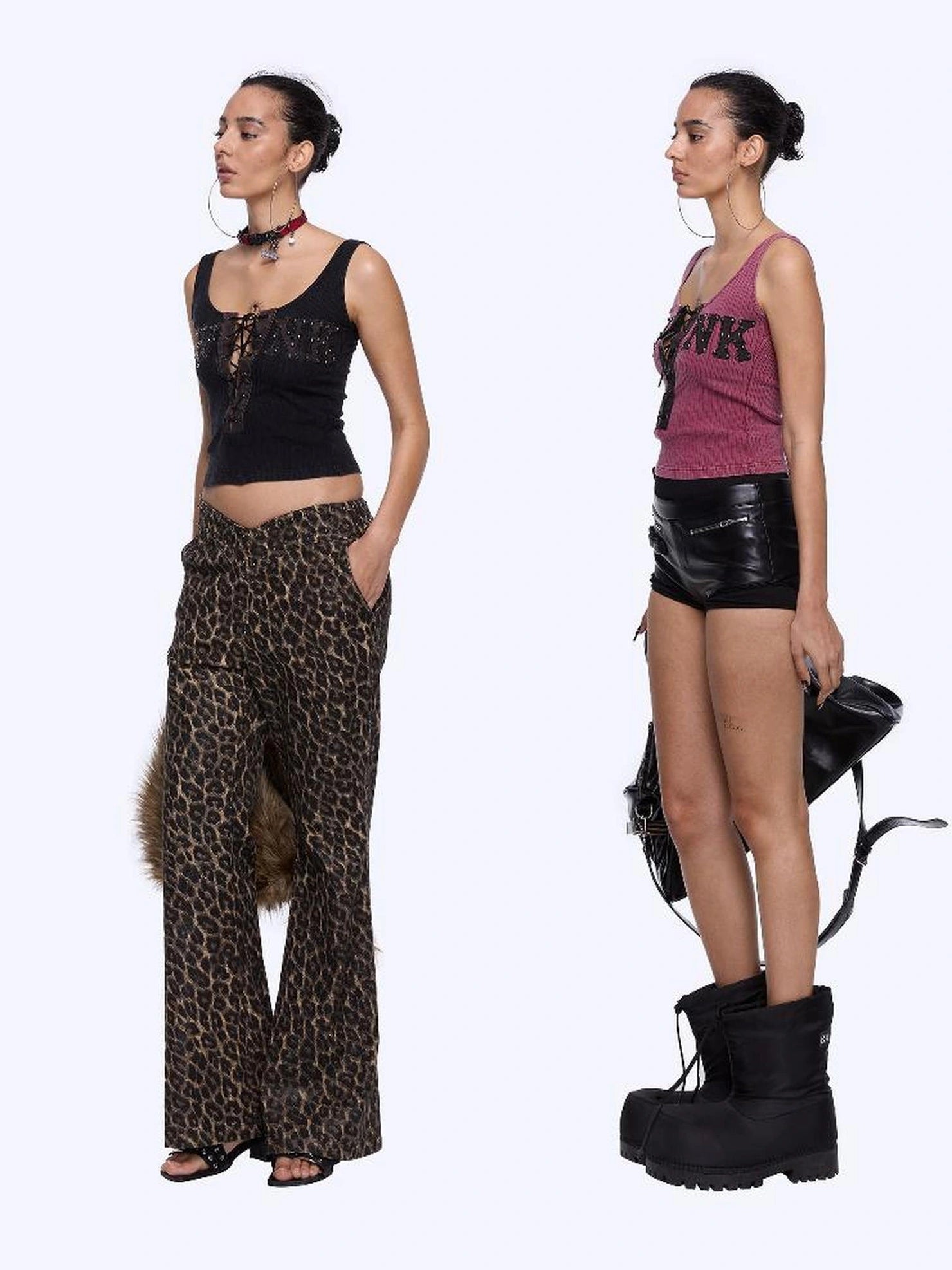 ALINNV STUDIO Punk Strap Rivet Patchwork Vest Tank Top/Camisole