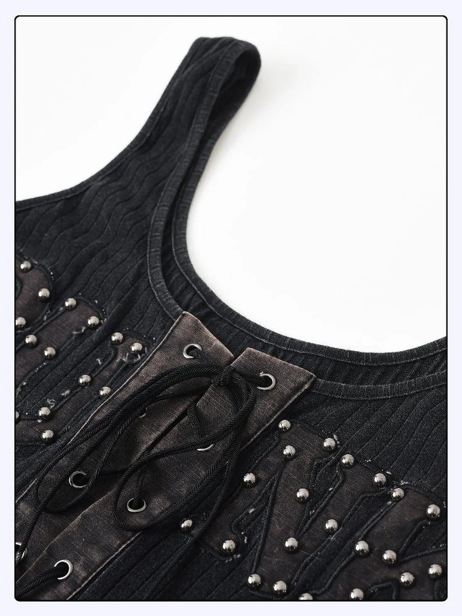 ALINNV STUDIO Punk Strap Rivet Patchwork Vest Tank Top/Camisole