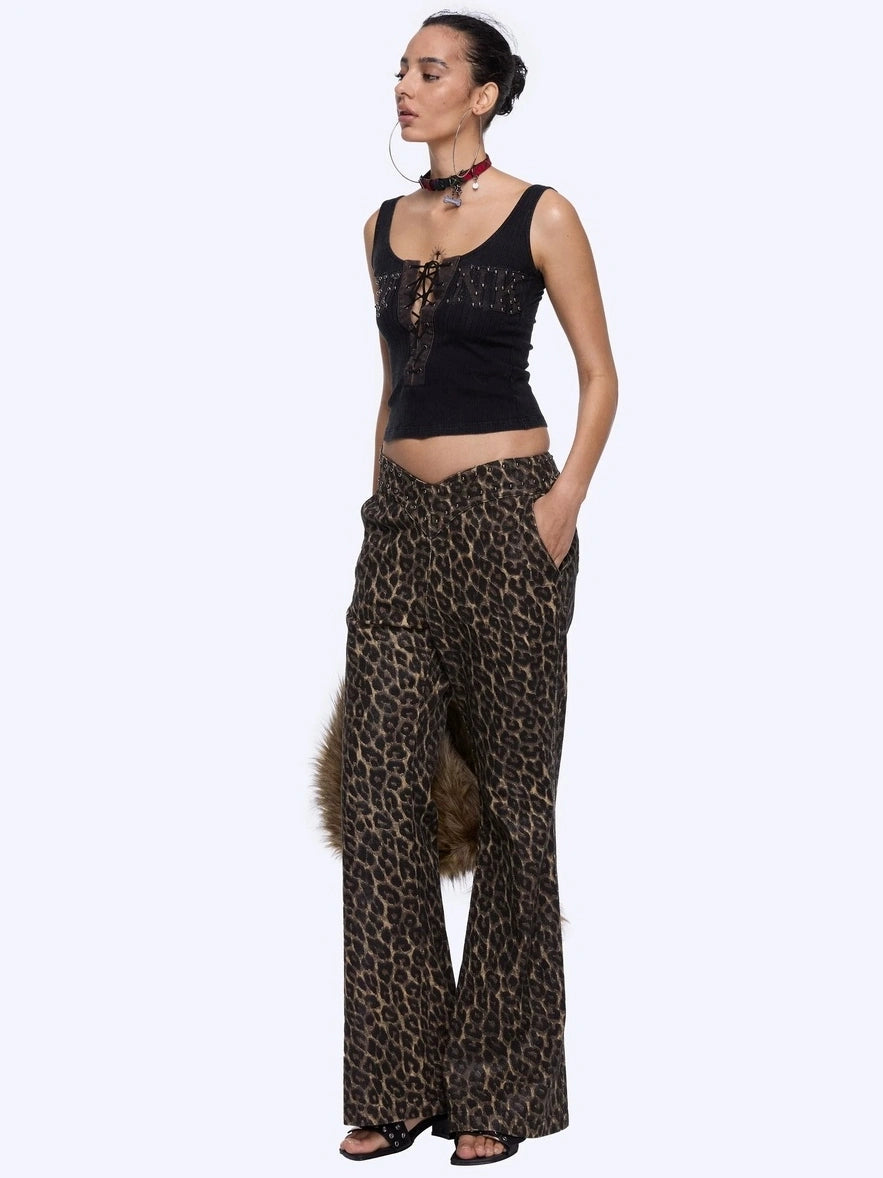 ALINNV STUDIO Punk Strap Rivet Patchwork Vest Tank Top/Camisole