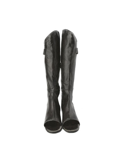 24ans Punk Studded Strappy Peep Toe Platform Boots