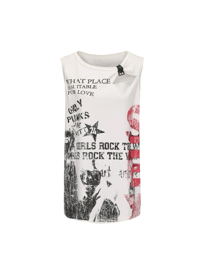 24ans Punk Style Loose Cotton Tank Top MISSTT