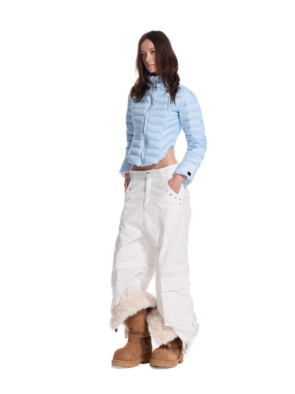 24ans Quilted Detachable Hood Slim Fit Women&