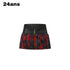 24ans Red Blue Plaid Distressed Spliced Badge Brooch Women&