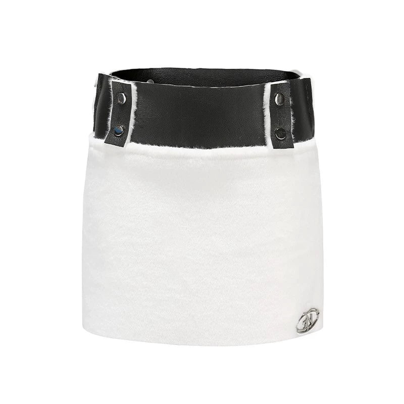 24ans Reversible Faux Fur Leather Mini Skirt MISSTT