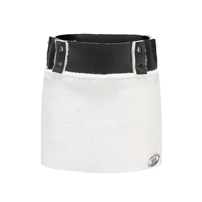 24ans Reversible Faux Fur Leather Mini Skirt MISSTT