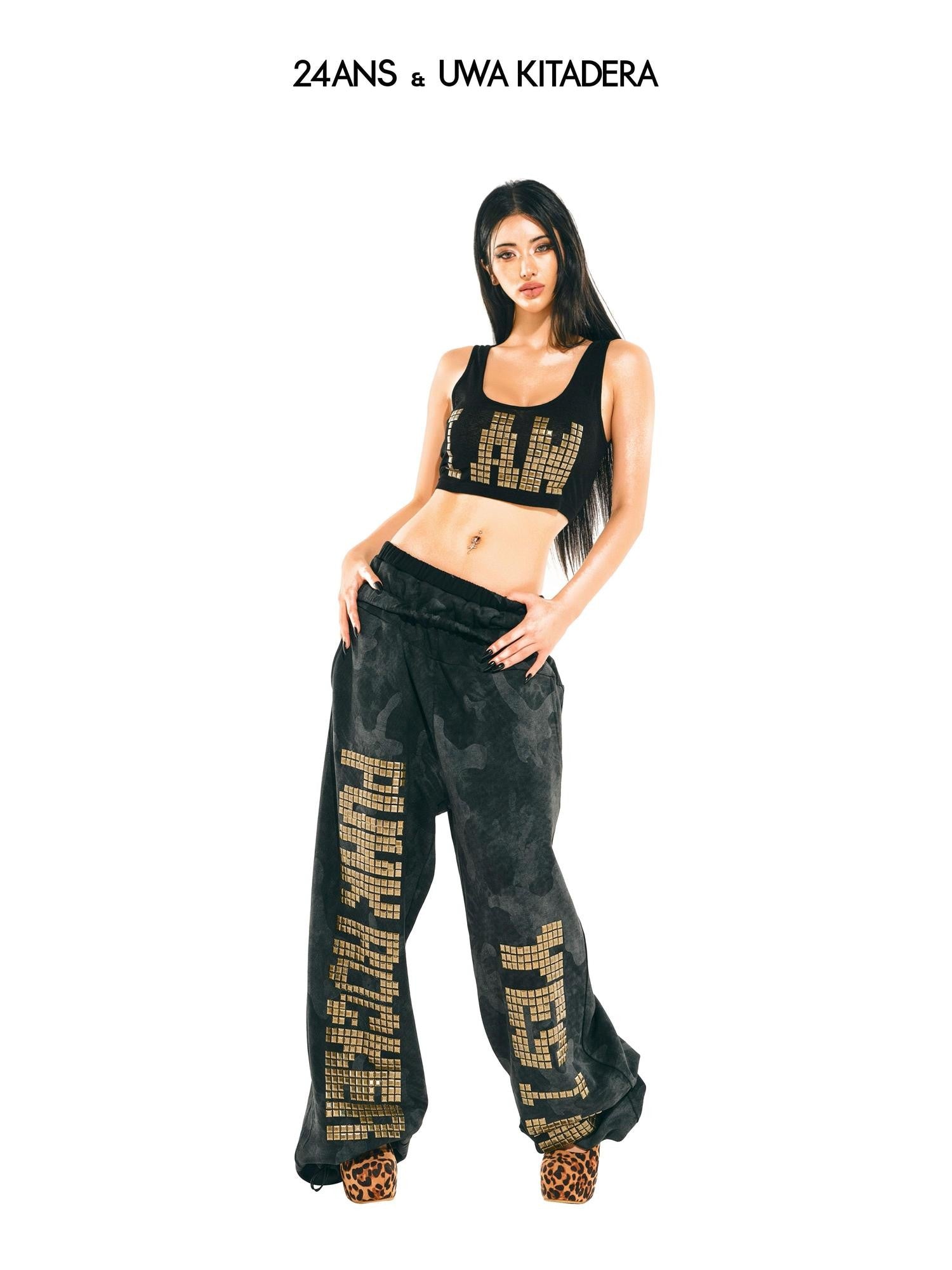 24ans Rhinestone Cropped Racerback Women&