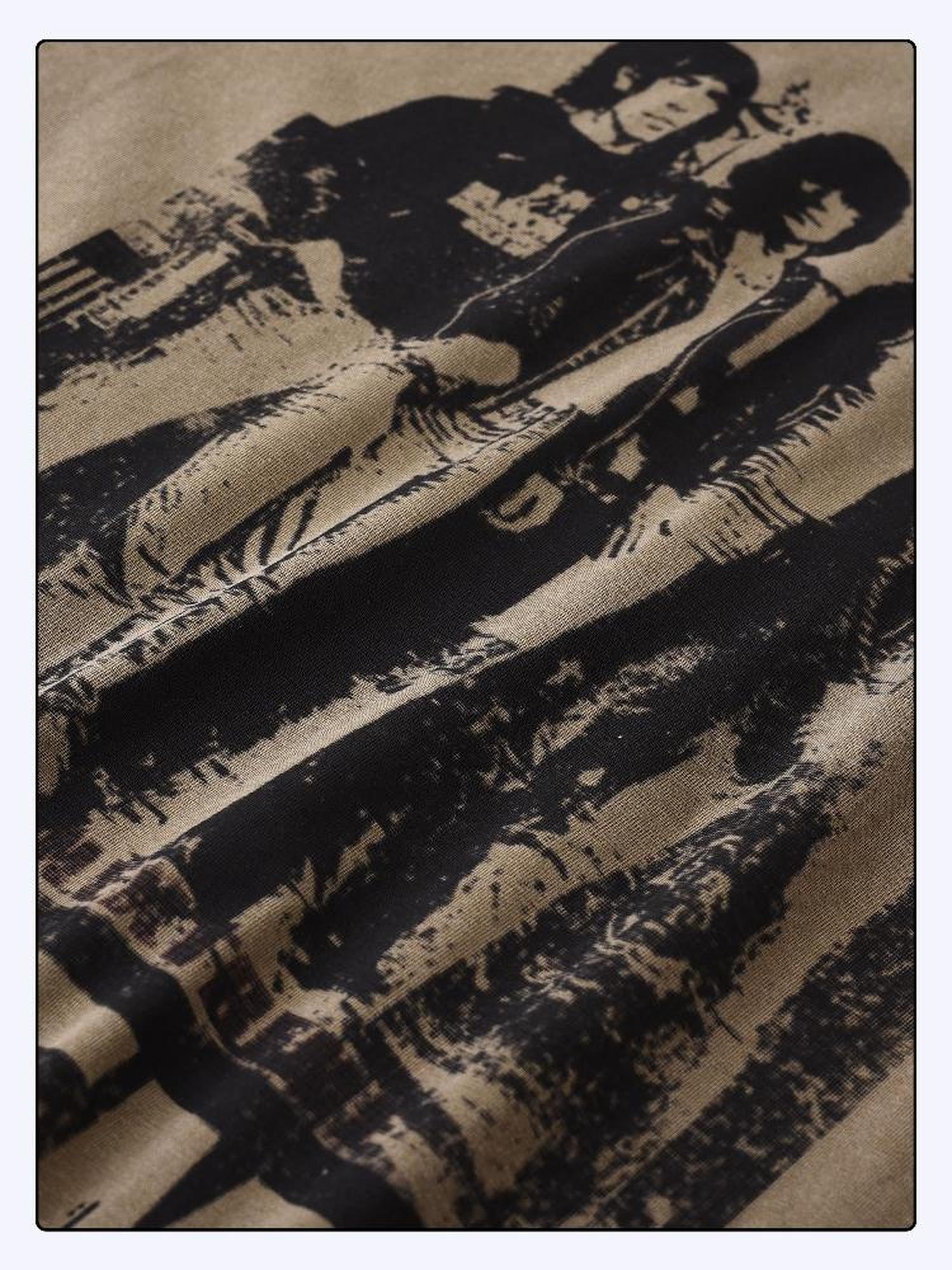 24ans Ribbon Washed Portrait Print Backless Long Sleeve T-Shirt
