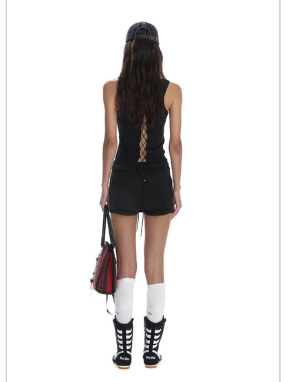 24ans Romance Street Punk Drawstring Shorts