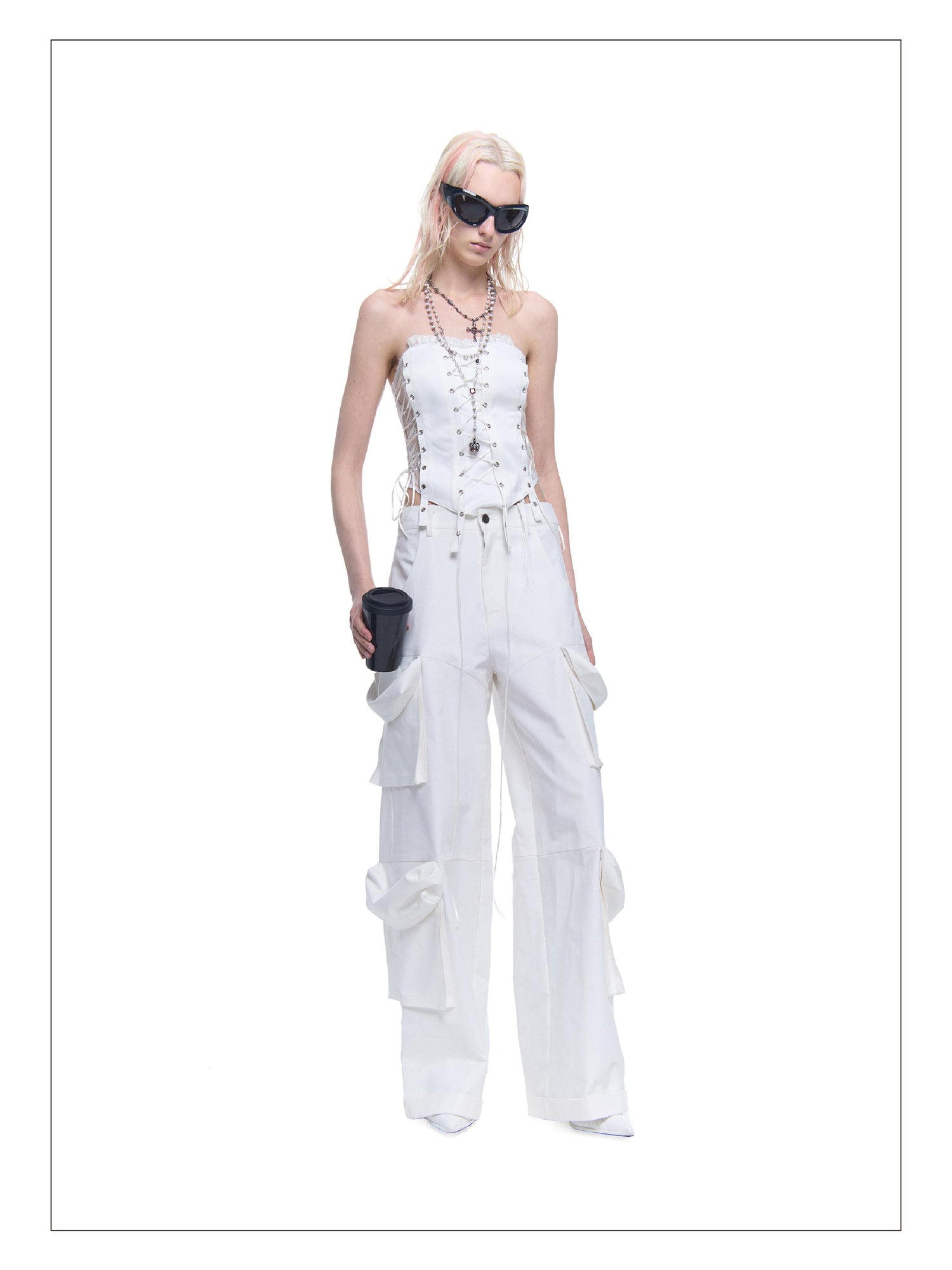 24ans Satin Bustier Lace Top And Skirt Set